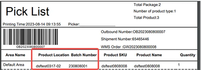 Fefo result picking list